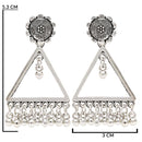 Etnico Silver Oxidised Triangle Shaped Dangle Earrings For Women (E3309OX)