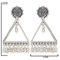 Etnico Silver Oxidised Triangle Shaped Dangle Earrings For Women (E3309OX)