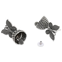 Etnico Silver Oxidised Butterfly Jhumka Earrings (E3310OX)