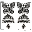 Etnico Silver Oxidised Butterfly Jhumka Earrings (E3310OX)