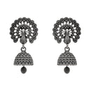 Etnico Ethnic Silver Oxidised Jhumka Earrings For Women