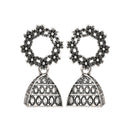 Etnico Silver Oxidised Afghani Jhumka Earrings For Women (E3312OX)
