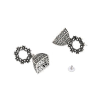Etnico Silver Oxidised Afghani Jhumka Earrings For Women (E3312OX)