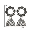Etnico Silver Oxidised Afghani Jhumka Earrings For Women (E3312OX)