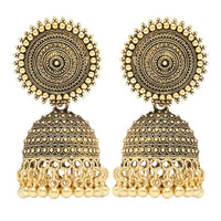 Etnico Gold Plated Traditional Jhumka Earrings For Women (E3313FL)