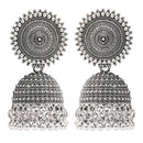 Etnico Silver Oxidised Jhumka Earrings For Women (E3313OX)