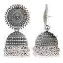 Etnico Silver Oxidised Jhumka Earrings For Women (E3313OX)