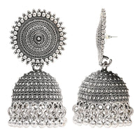 Etnico Silver Oxidised Jhumka Earrings For Women (E3313OX)