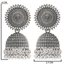 Etnico Silver Oxidised Jhumka Earrings For Women (E3313OX)