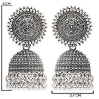 Etnico Silver Oxidised Jhumka Earrings For Women (E3313OX)