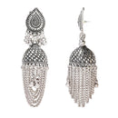 Etnico Silver Oxidised Afghani Style Jhumka Earrings For Women (E3315OX)