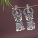 Etnico Silver Oxidised Afghani Style Dangle Jhumka Earrings For Women (E3316OX)