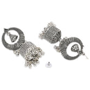 Etnico Silver Oxidised Afghani Style Dangle Jhumka Earrings For Women (E3316OX)