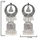 Etnico Silver Oxidised Afghani Style Dangle Jhumka Earrings For Women (E3316OX)