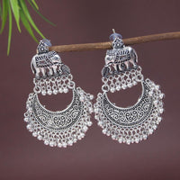 Etnico Silver Oxidised Afghani Style Dangle Earrings For Women (E3318OX)