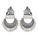 Etnico Silver Oxidised Afghani Style Dangle Earrings For Women (E3318OX)