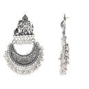 Etnico Silver Oxidised Afghani Style Dangle Earrings For Women (E3318OX)