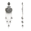 Etnico Silver Oxidised Multi Layered Dangle Jhumka Earrings For Women (E3319OX)