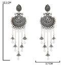 Etnico Silver Oxidised Multi Layered Dangle Jhumka Earrings For Women (E3319OX)