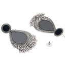 Etnico Silver Oxidised Teardrop Shaped Dangle Earrings For Women (E3320OX)