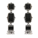 Etnico Silver Oxidised Boho Afghani Style Earrings For Women (E3322OXB)