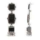 Etnico Silver Oxidised Boho Afghani Style Earrings For Women (E3322OXB)