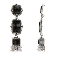 Etnico Silver Oxidised Boho Afghani Style Earrings For Women (E3322OXB)
