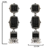 Etnico Silver Oxidised Boho Afghani Style Earrings For Women (E3322OXB)