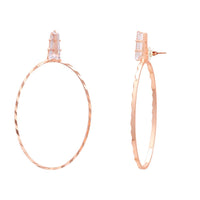 Etnico Rosegold Plated Oval Shaped Lightweigth Earring For Women (E3324RG)