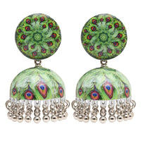 Etnico Silver Plated Traditional Jhumka Earrings For Women (E3325G)