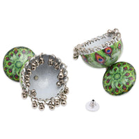 Etnico Silver Plated Traditional Jhumka Earrings For Women (E3325G)