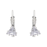 Etnico Silver Plated Trillion-Cut Lever back Drop Small Fancy Earrings For Women