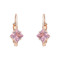 Etnico Rose Gold Plated Square-Cut Lever back Drop Small Fancy Earrings For Women