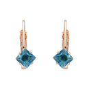 Etnico Rose Gold Plated Square-Cut Lever back Drop Small Fancy Earrings For Women