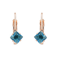 Etnico Rose Gold Plated Square-Cut Lever back Drop Small Fancy Earrings For Women