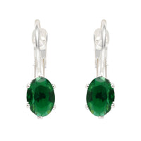 Etnico Silver Plated Oval-Cut Lever back Drop Small Fancy Earrings For Women