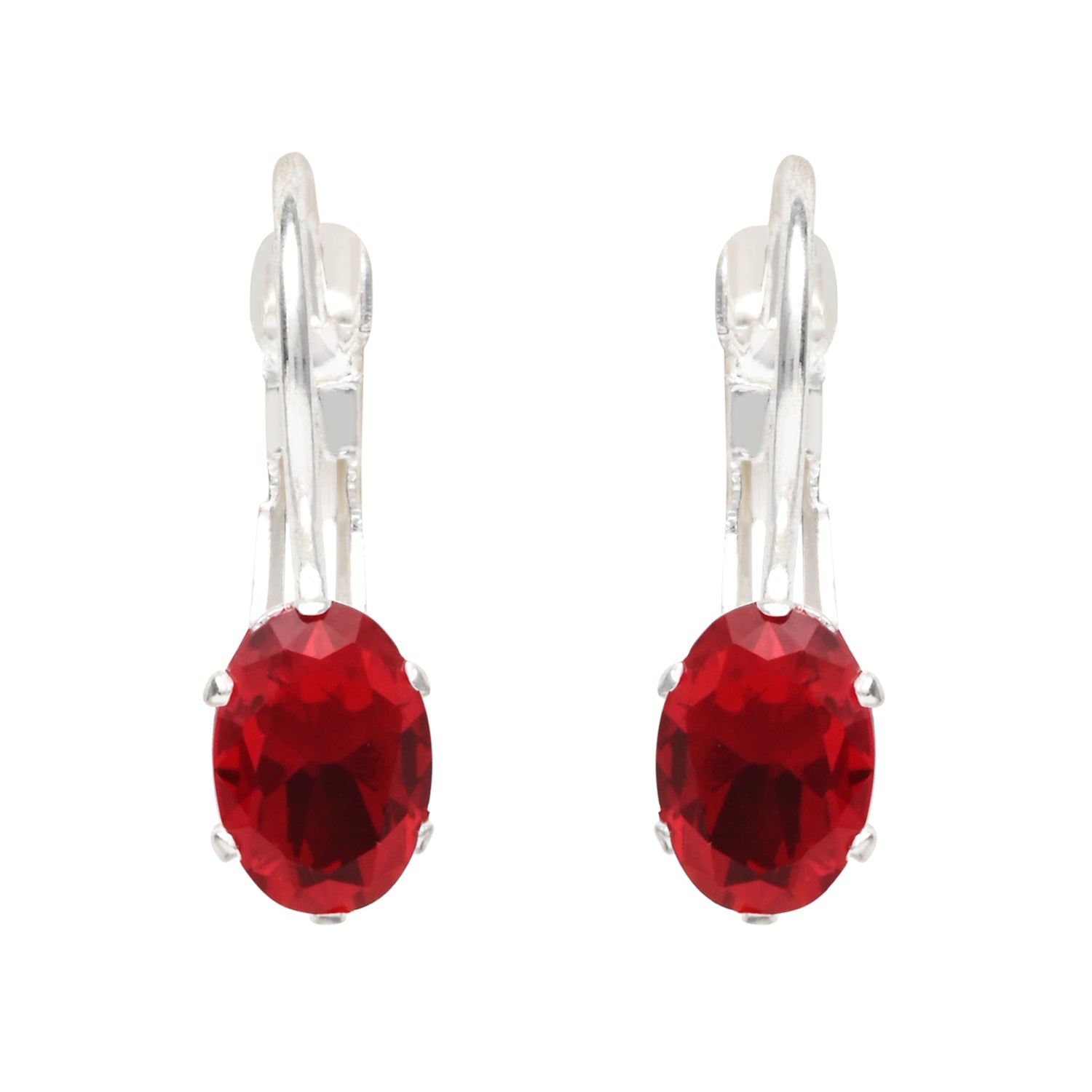 Etnico Silver Plated Oval-Cut Lever back Drop Small Fancy Earrings For Women