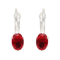Etnico Silver Plated Oval-Cut Lever back Drop Small Fancy Earrings For Women