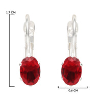 Etnico Silver Plated Oval-Cut Lever back Drop Small Fancy Earrings For Women