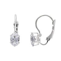 Etnico Silver Plated Oval-Cut Lever back Drop Small Fancy Earrings For Women
