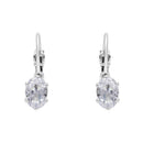 Etnico Silver Plated Oval-Cut Lever back Drop Small Fancy Earrings For Women