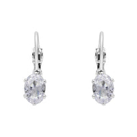 Etnico Silver Plated Oval-Cut Lever back Drop Small Fancy Earrings For Women