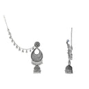Etnico Silver Oxidised Traditional Jhumka Hair Chain/Ear chain Accessories with Hook For Women