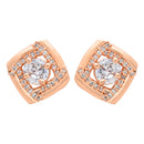 Etnico Latest Stylish Rose Gold Plated CZ American Diamond Stud Earrings For Women