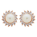 Etnico Latest Stylish Rose Gold Plated CZ American Diamond Stud Earrings For Women