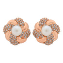 Etnico Latest Stylish Rose Gold Plated CZ American Diamond Stud Earrings For Women