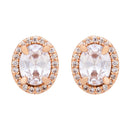 Etnico Latest Stylish Rose Gold Plated CZ American Diamond Stud Earrings For Women