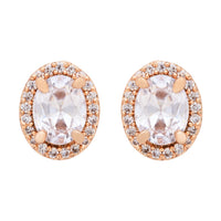 Etnico Latest Stylish Rose Gold Plated CZ American Diamond Stud Earrings For Women