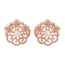 Etnico Rose Gold Plated Cubic Zirconia and American Diamond Fashionable Pearl Look Stud Earrings For Women