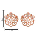 Etnico Rose Gold Plated Cubic Zirconia and American Diamond Fashionable Pearl Look Stud Earrings For Women